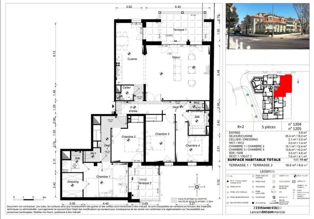 Appartement T5 à vendre - 5 pièces - 141.1 m2 - ARCACHON - 33 - AQUITAINE - Century 21 Duprat & Associés