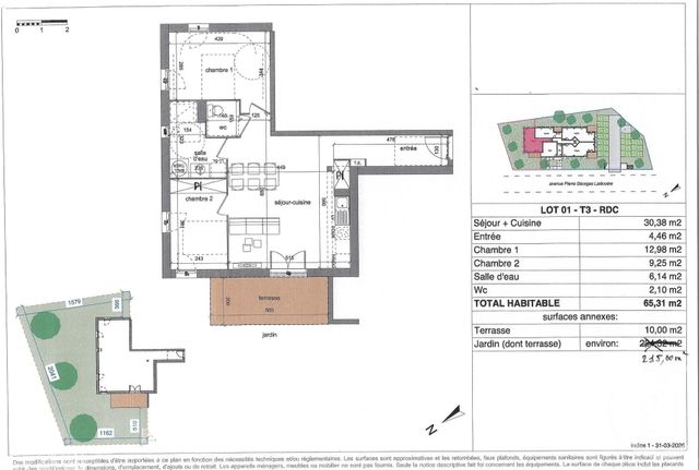 Appartement T3 à vendre - 3 pièces - 65.31 m2 - BISCARROSSE - 40 - AQUITAINE - Century 21 Duprat & Associés