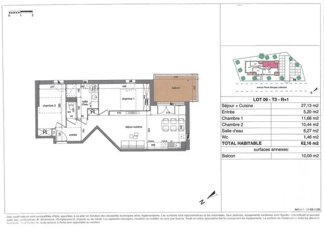 Appartement T3 à vendre - 3 pièces - 62.16 m2 - BISCARROSSE - 40 - AQUITAINE - Century 21 Duprat & Associés