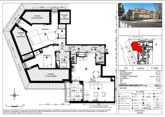 Appartement T3 à vendre - 3 pièces - 100.4 m2 - ARCACHON - 33 - AQUITAINE - Century 21 Duprat & Associés